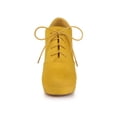 thumbnail image 2 of BLISSFUL STEP Women's Ankle Boots Faux Suede Chunky Heel Platform Lace - up Round Toe Dress Boots Yellow 6, 2 of 7