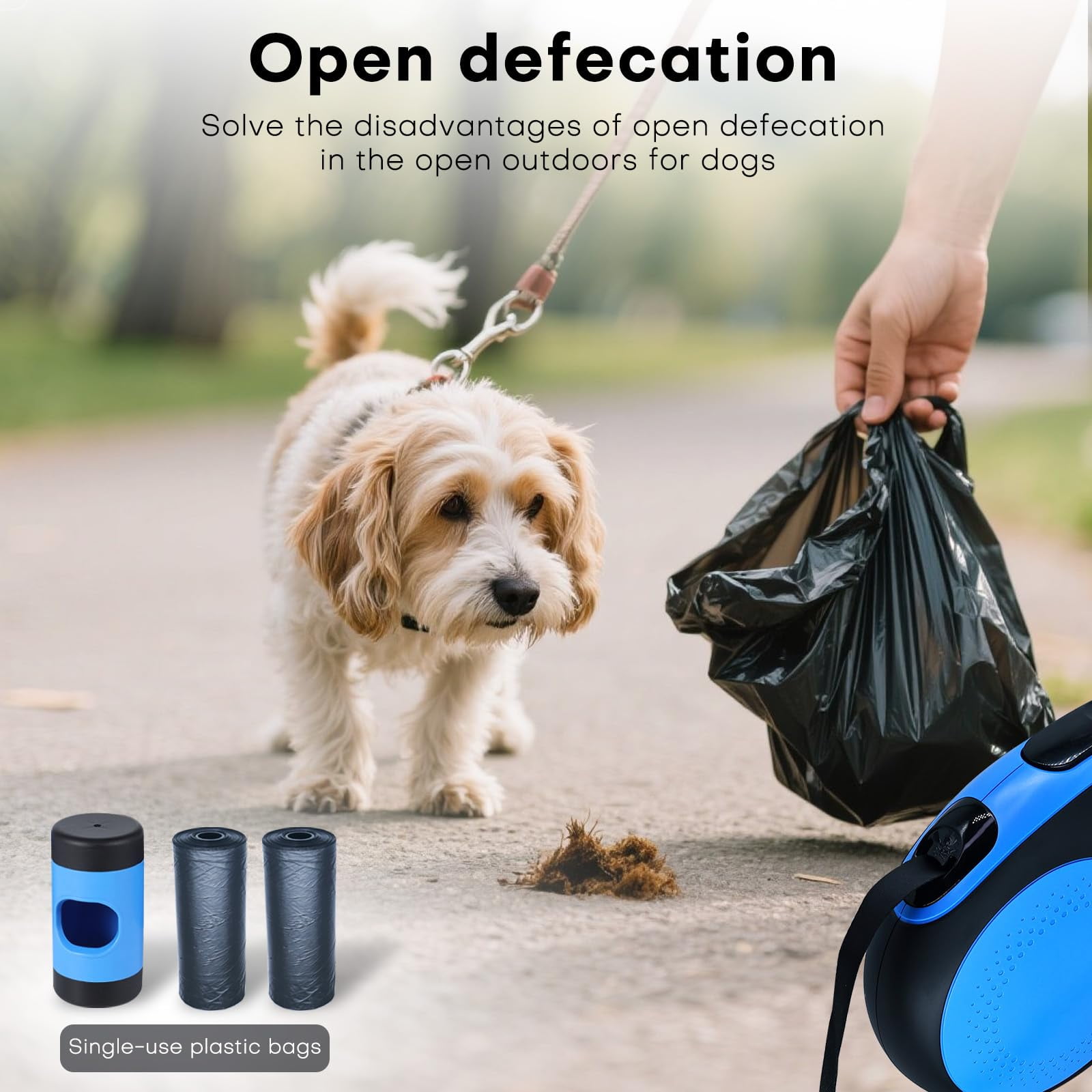 Retractable Dog Leash with Chew Proof Cable,26Ft Heavy Duty Dog Leash for Small Medium Large Dogs up to 110lbs(26Ft+Blue)
