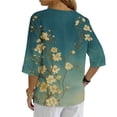 thumbnail image 5 of Womens Plus Tops Casual Fashion Printed Short Sleeve Button Shirt Loose T-shirt Blouse, 5 of 9