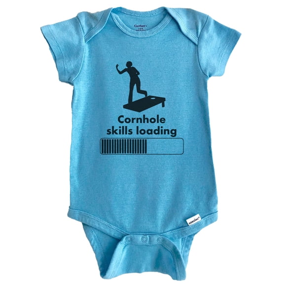 Cornhole Skills Loading Funny Baby Bodysuit (Blue), 0-3 Months