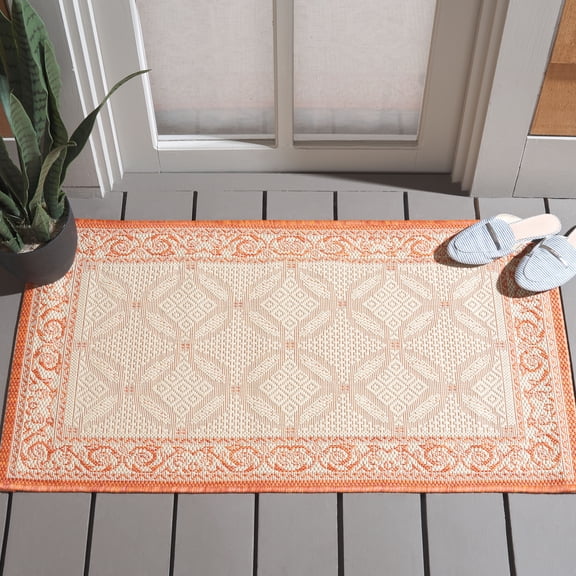 Safavieh Courtyard Gaus Oriental Indoor/Outdoor Area Rug, Natural/Terracotta, 2' x 3'7"