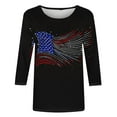 thumbnail image 4 of Cavosen Patriotic Clothes for Women Petite 4th of July 3/4 Sleeve Round Neck Tops USA Flag Print T Shirts Lady XL Red White and Blue Casual Shirts Funny Patriotic Tunic Tees 2025 Patriotic Outfits, 4 of 5