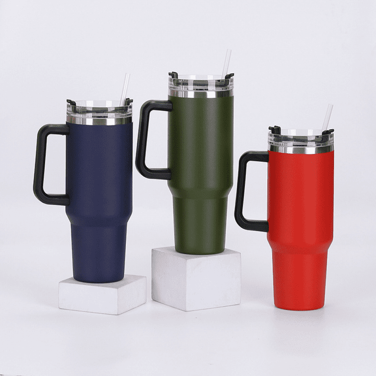 40oz Tumbler with Handle, Straw, Lid, Stainless Steel