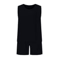 thumbnail image 4 of NMMUED Two Piece Sets for Women Short Sets for Women Linen Sets for Women 2 Piece Tank Top and Shorts Set Women Lounge Sets for Women, Black M, 4 of 7