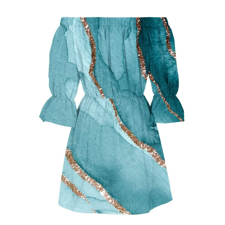Aayomet Mother Of The Bride Dresses for Wedding Summer Dresses For Women  Beach Off Shoulder Tunic Casual Loose,Sky Blue M - Walmart.com