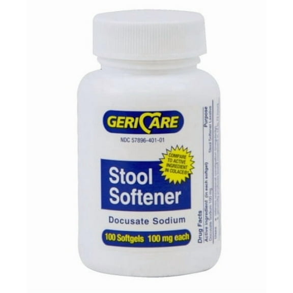 Docusate Sodium Over-the-Counter Medicine Softgels, 2 Bottles, 100mg, 200 Count