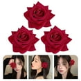 thumbnail image 6 of 3pcs Rose Flower Hair Clips Flower Barrettes Hairpins Flower Headdress for Women Girls, 6 of 10
