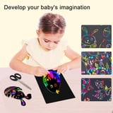 HLONK 100 Pcs Scratch Art for Kids, Rainbow Scratch Paper, Mini Scratch Note Art Set with Wooden ...