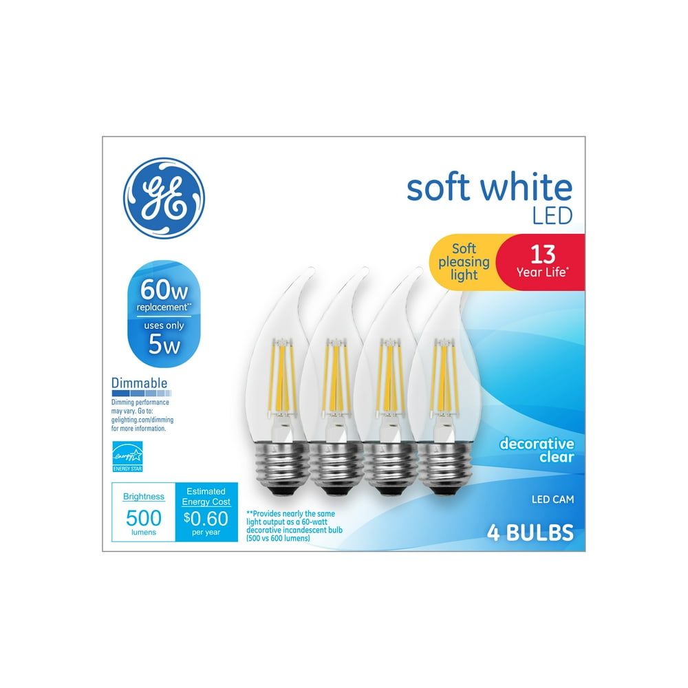 GE LED 5W (60W Equivalent) Soft White Clear Decorative Medium Base