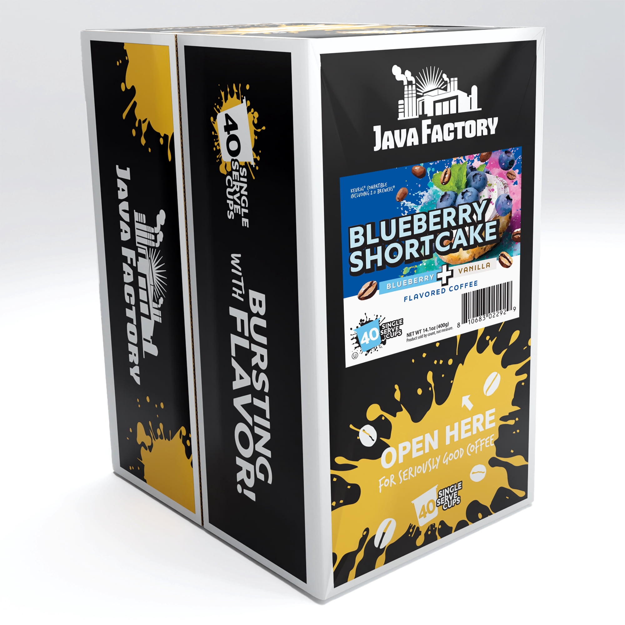 Java Factory Blueberry Shortcake Coffee Pods, Keurig Compatible, 40-Pack