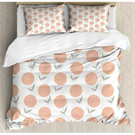 Botanical King Size Duvet Cover Set Pattern With Hand Drawn Style