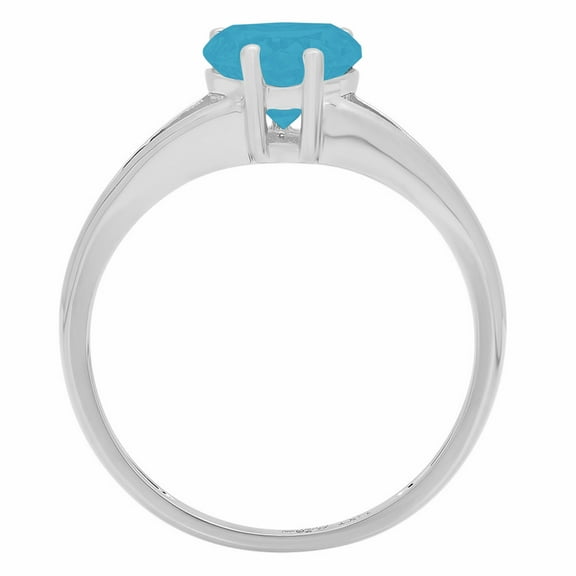 1 ct Heart Cut Simulated Turquoise Solitaire Engagement Ring for Women in 18K White Gold