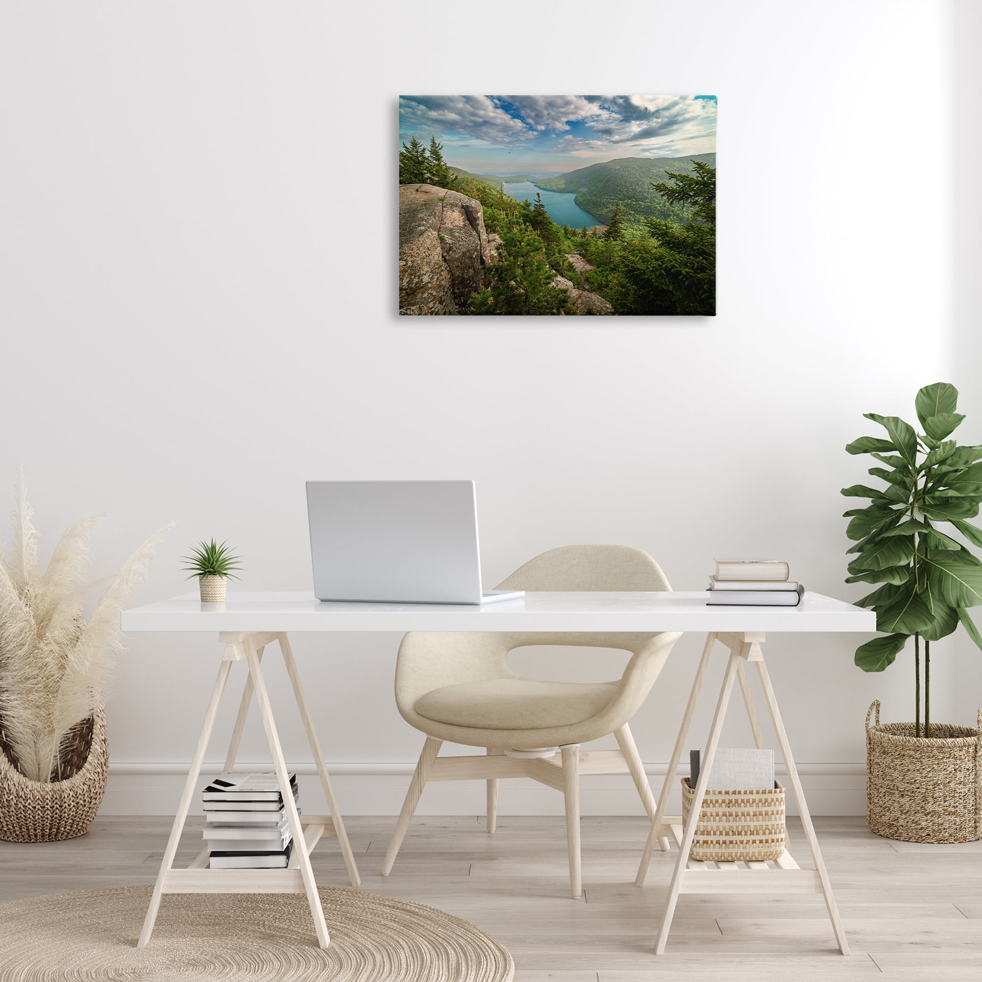 Stupell Industries Lake View Over Mountains Landscape & Nature Photography Wrapped Canvas Art Print Wall Art, 30 x 20