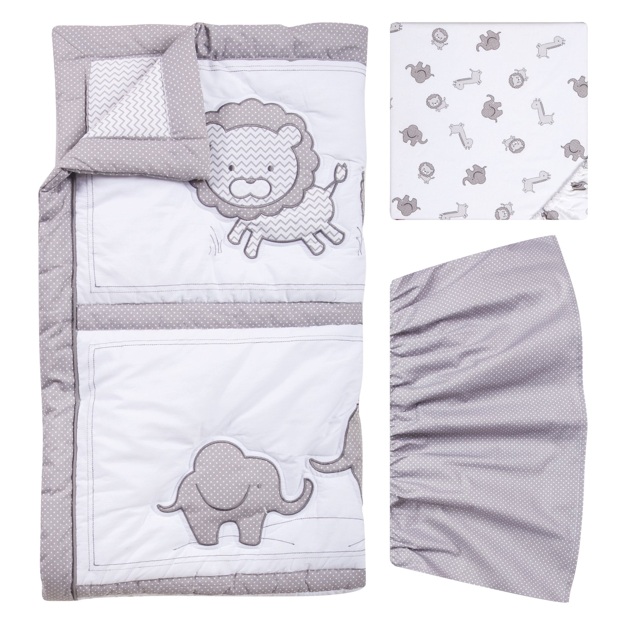 Trend Lab Safari Chevron 3 Piece Crib Bedding Set Black White