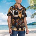thumbnail image 3 of Disketp Quirky Owl With Glasses Hawaiian Shirts for Men,Mens Casual Short Sleeve Button Down Shirts Beach Shirt,Small, 3 of 7