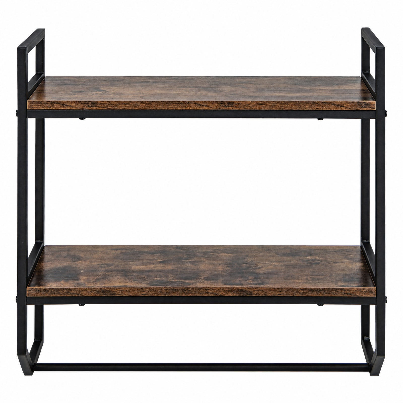 Vebreda Over-the-Toilet Storage Shelf with Metal Frame & Towel Bar, 2-Tier Wall-Anchored Bathroom Space Saver Organizer Rack Above Toilet, Gray