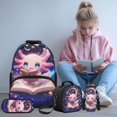 thumbnail image 2 of KUIFORTI Axolotl Reading 4Pcs Kids School Bag Set with Lunch Box Pencil Pouch Water Bottle Sleeve Lightweight Boys Girls Backpack for Elementary Primary Middle School Back to School Supplies, 2 of 7