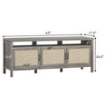 thumbnail image 3 of Giantex Mid-Century TV Stand, Entertainment Center w/3 Rattan Doors & Interior Adjustable Storage Shelves, Grey Oak, 3 of 6