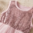 thumbnail image 4 of MeetoTime Girls Princess Dress Summer Sleeveless Solid Color Sequins Mesh Dresses 2-6 Years Baby Clothes, 4 of 7