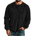 thumbnail image 2 of CLOISE Fall Sweatshirts for Men with Pockets Big and Tall Velvet Corduroy Crew Neck Casual Pullover Tops Solid Color Long Sleeve Cuffed Sleeve Winter Loose Clothes Black 3XL, 2 of 6