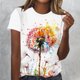 thumbnail image 5 of Camisetas de Manga Corta para las Mujeres Impresas Cuello Redondo Camiseta Casual, Camisetas Casuales de Mujer, 5 of 8