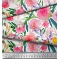 thumbnail image 3 of Soimoi Cotton Jersey Fabric Flower & Leaves Watercolor Print Fabric by the Yard 58 Inch Wide, 3 of 3