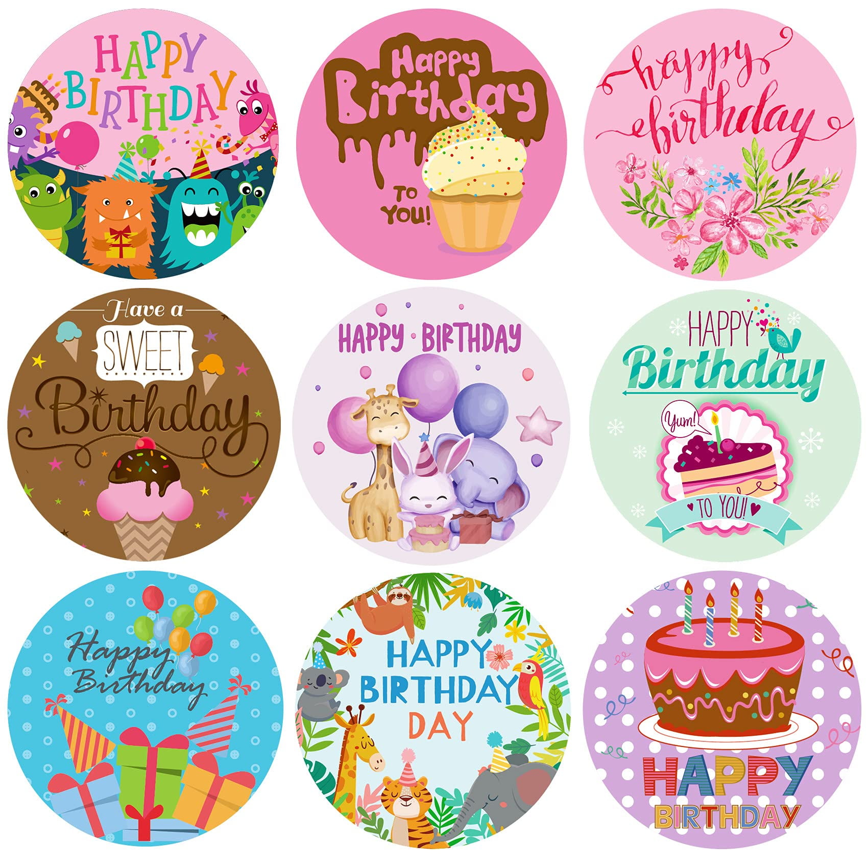 Joy Bang Happy Brithday Stickers for Kids 196PCS Large Happy Brithday