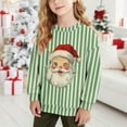 thumbnail image 2 of Lorytime Christmas Boys Girls Sweatshirts for Fall Santa Claus Stripes Shirt Crew Neck Long Sleeve Tops Pullover, 2 of 7