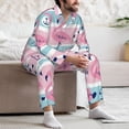 thumbnail image 7 of Kdxio Pink Striped Flamingo Men’s Pajama Set Pajamas For Men 2 Piece PJ Set with Men Pajama Pants and Long Sleeve T-Shirt Lounge Set-Large, 7 of 7
