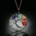 thumbnail image 2 of K-KED 7 Chakra Gemstone Tree of Life Pendant Necklace Healing Energy Christmas Gift-Silver, 2 of 9