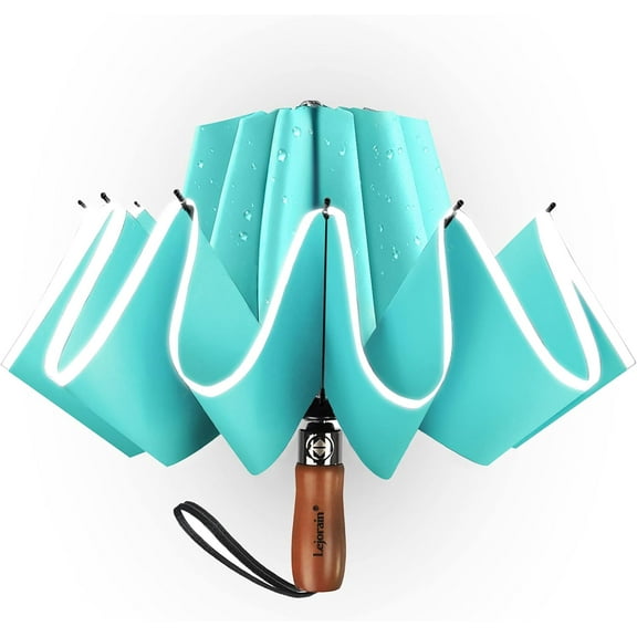 Golf Large Inverted Umbrella - Black Big Windproof Heavy Duty Upside Down 46/50/54 Inch Compact Reverse Car Automatic Folding Reflective Umbrella