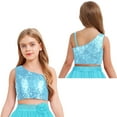 thumbnail image 6 of iiniim Girls Sparkly Sequin Sleeveless Off Shoulder Crop Top Dancewear for Party Club Green 16, 6 of 7