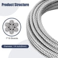 thumbnail image 3 of Cable de acero inoxidable grueso de 1/4, cuerda de alambre de 50 pies, cable para avión de 7x19 hebras, tirolesa de resistencia a la rotura de 6400 libras con abrazadera de clip para cable de alambre, 3 of 5