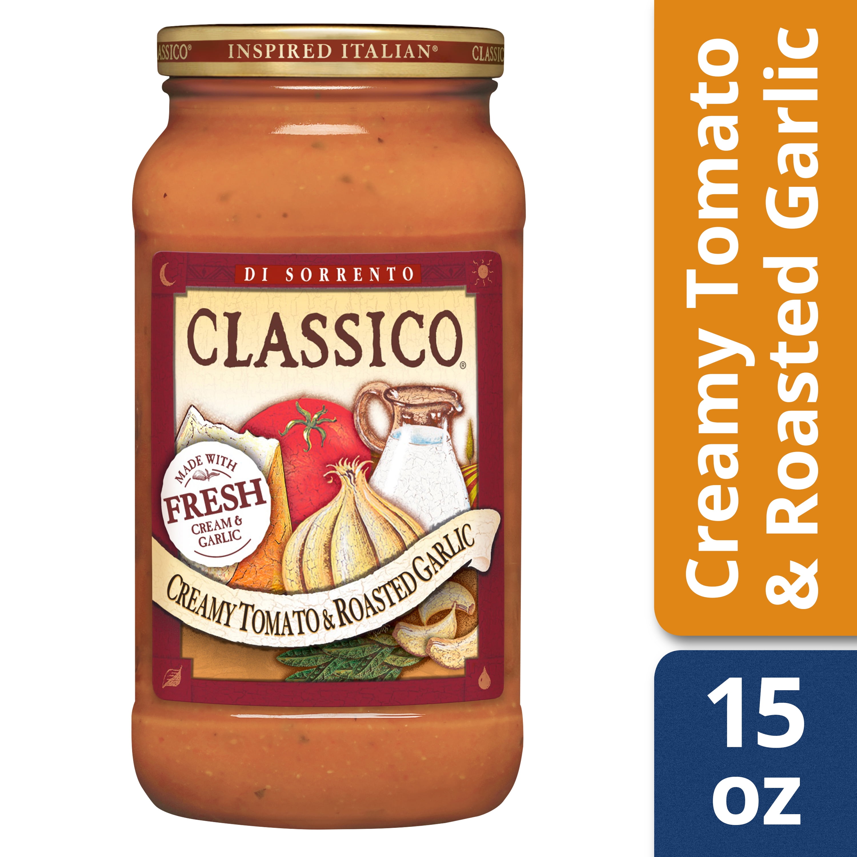 Classico Creamy Tomato and Roasted Garlic Pasta Sauce, 15 oz Jar