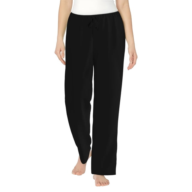 Fotbe Black Pantalones de Pijama para Mujer, Pantalones de Dormir, Pantalones Pj con Cordón y Bolsillos-XX-Large