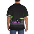 thumbnail image 3 of Lsque Geometry Dash print Men's Cuban Collar Short Sleeve Shirt Summer Beachwear Casual Button Down Fashionable Vacation Leisure Shirt-Small, 3 of 7