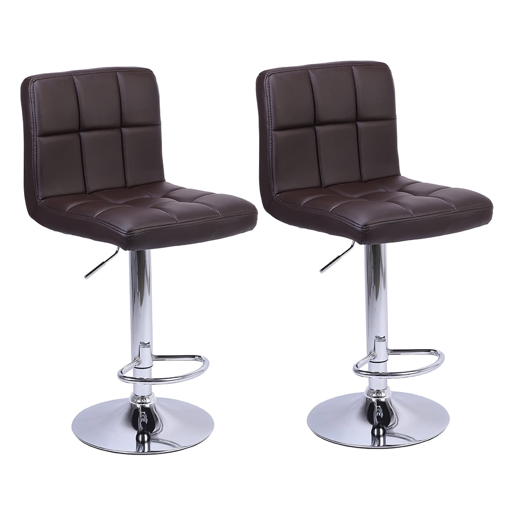 Lowestbest 2Pcs Adjustable Modern Bar Stools, Swivel PU Leather Kitchen Stool, Brown Lowestbest 2Pcs Adjustable Modern Bar Stools, Swivel PU Leather Kitchen Stool, Brown