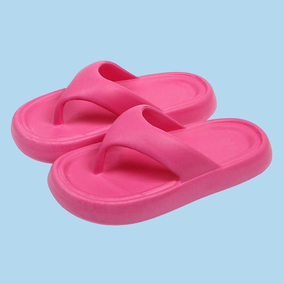 Avrnliq Hot Pink Womens Platform EVA Flip Flops, Non-Slip Waterproof Quick-Dry Chunky Thong Sandals for Beach Pool Casual Daily Wear,Size 40