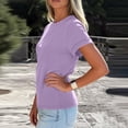 thumbnail image 4 of Summer Tops Womens Short Sleeve Basic Casual Crew Neck T Shirts Trendy Fashion 2026 Light Purple XL, 4 of 6