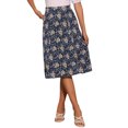 thumbnail image 1 of Faldas Midi Peasant de Mujer INSPIRE CHIC con Cintura Elástica A-Line de Estampado Floral Ditsy en Azul Marino M, 1 of 6