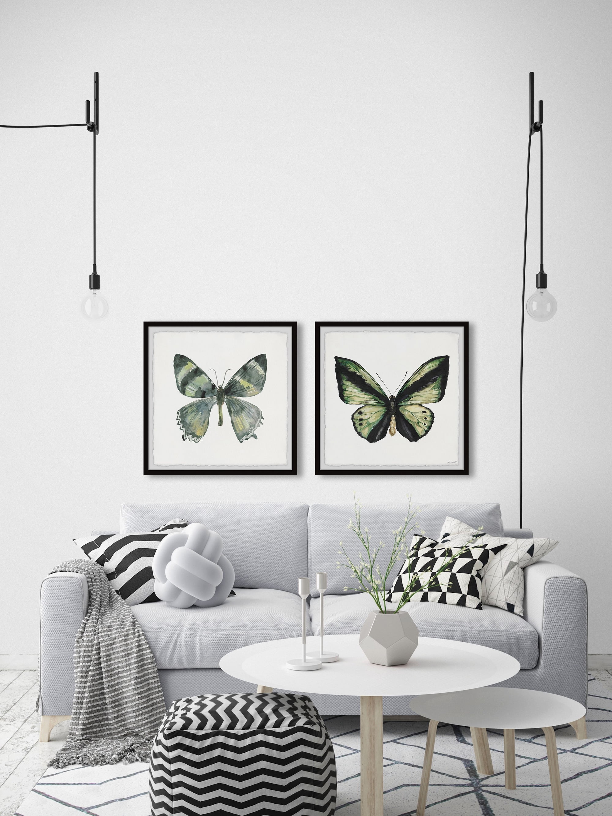 Marmont Hill Lovely Green Butterflies Diptych, 12" x 24"