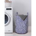 thumbnail image 3 of Abstract Laundry Bag, Geometric Rectangles Hand Drawn Like Australian Aboriginal Ethnic Art Deco, Basket with Handles Drawstring Closure for Laundromats, 13" x 19", Indigo and White, by Ambesonne, 3 of 4