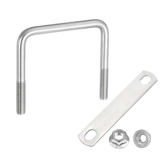 Uxcell M10 3-11/32 Inch Inner Wide Square U Bolts, 4 Inch Length 304 Stainless Steel U-Bolts with Flange Hexagon Nuts, Frame Plates for Trailer, Automotive, (85mm W x 100mm L)