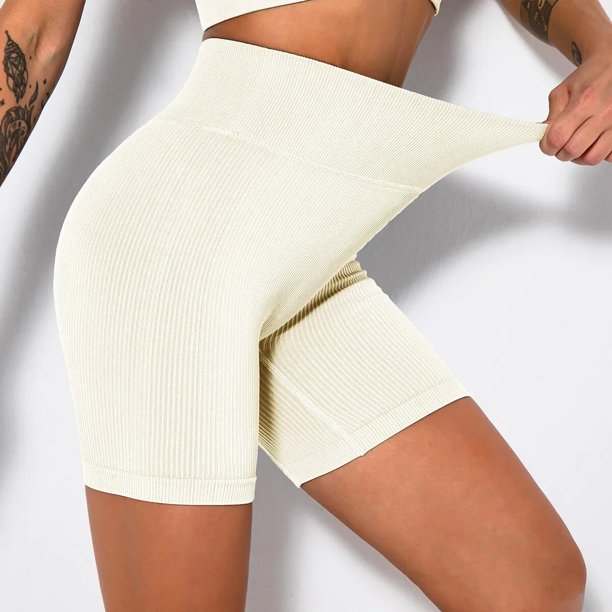 Pantalones de Yoga sin costuras para mujer, pantalones cortos acanalados de realce para ciclismo, pantalones cortos deportivos de moda para gimnasio, correr, gimnasio, ropa ajustada para Yoga