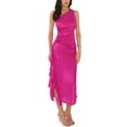 thumbnail image 2 of INSPIRE CHIC Women's One Shoulder Dress Sparkly Ruched Ruffle Bodycon Cocktail Dress S Hot Pink, 2 of 6