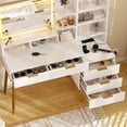 thumbnail image 4 of Makeup Vanity Desk with 30" HD Lighted Mirror&Power Outlet，Modern Fluted Vanity Desk with 5 Drawers and Storage Shelf，Dressing Table for Women Girls, 4 of 7