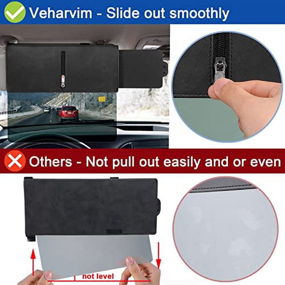 Veharvim 2 Pack Polarized Sun Visor Extender for Car with Zipper