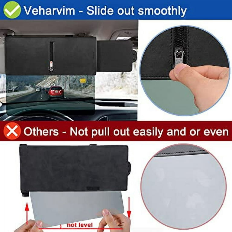 Veharvim Polarized Sun Visor for Car with Zipper Slider, Upgraded