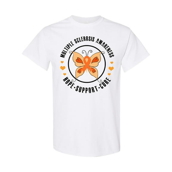 Inktastic Multiple Sclerosis Orang Ribbon Hope Support and Cure T-Shirt