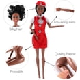thumbnail image 3 of Juego de 6 muñecas de juguete negras afroamericanas – Muñecas de juego de rol de diversidad de estilo de moda premium de 11.5 pulgadas, paquete variado para niños, regalos de fiesta para niñas, 3 of 5